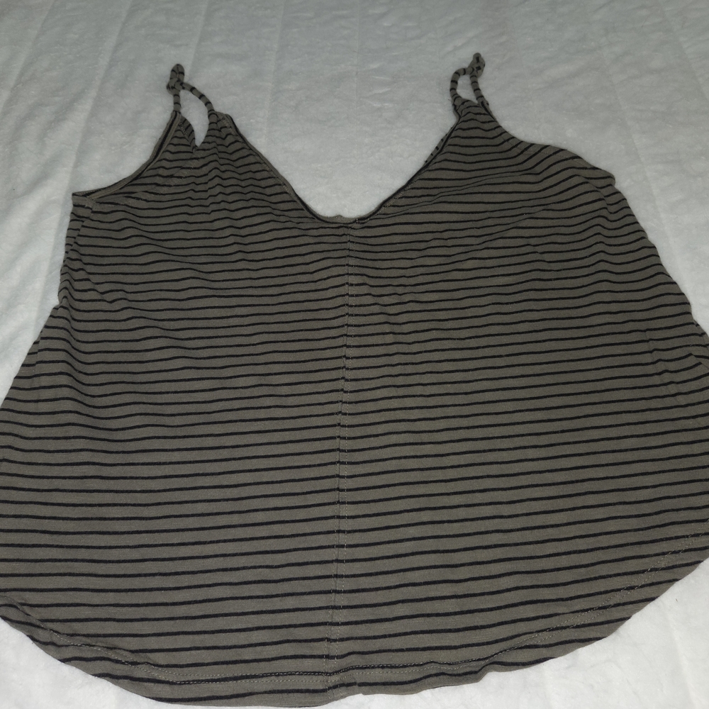 Zara Black and Gray Striped Tank Top